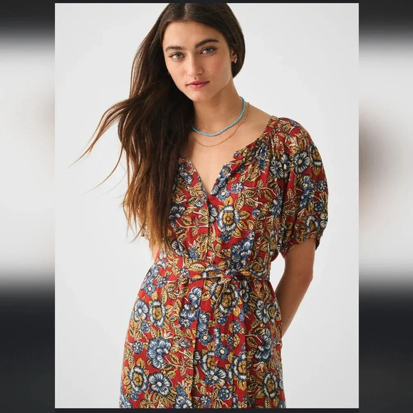 Faherty Carmel Linen Dress Global Pursuit - Picture 1 of 8